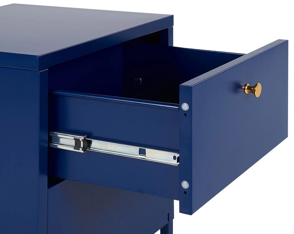 Mesa de cabeceira com 2 gavetas em metal azul marinho KYLEA Beliani