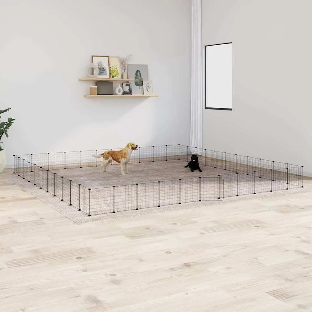 Gaiola p/ animais de 44 painéis c/ porta 35x35 cm aço preto