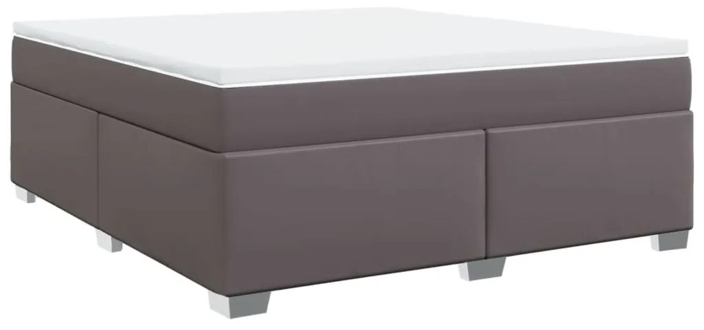 Cama com molas/colchão 180x200 cm couro artificial cinza