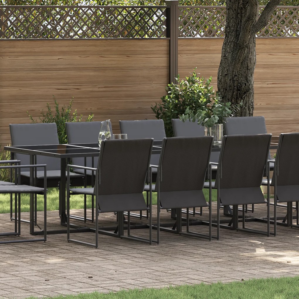 Conjunto de Jantar para Jardim de 19 Peças com Almofadas em Aço e Textilene