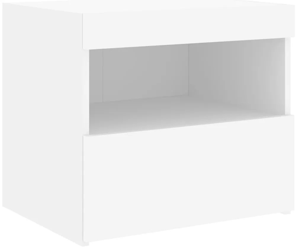 Mesa de cabeceira com luzes LED 50x40x45 cm branco