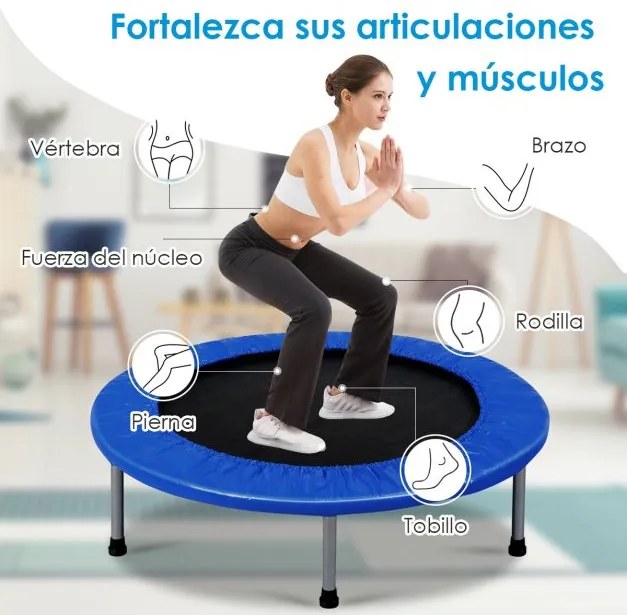 Trampolim dobrável portátil para crianças Fitness Actividades no interior e no exterior 97 x 97 x 19 cm Azul escuro