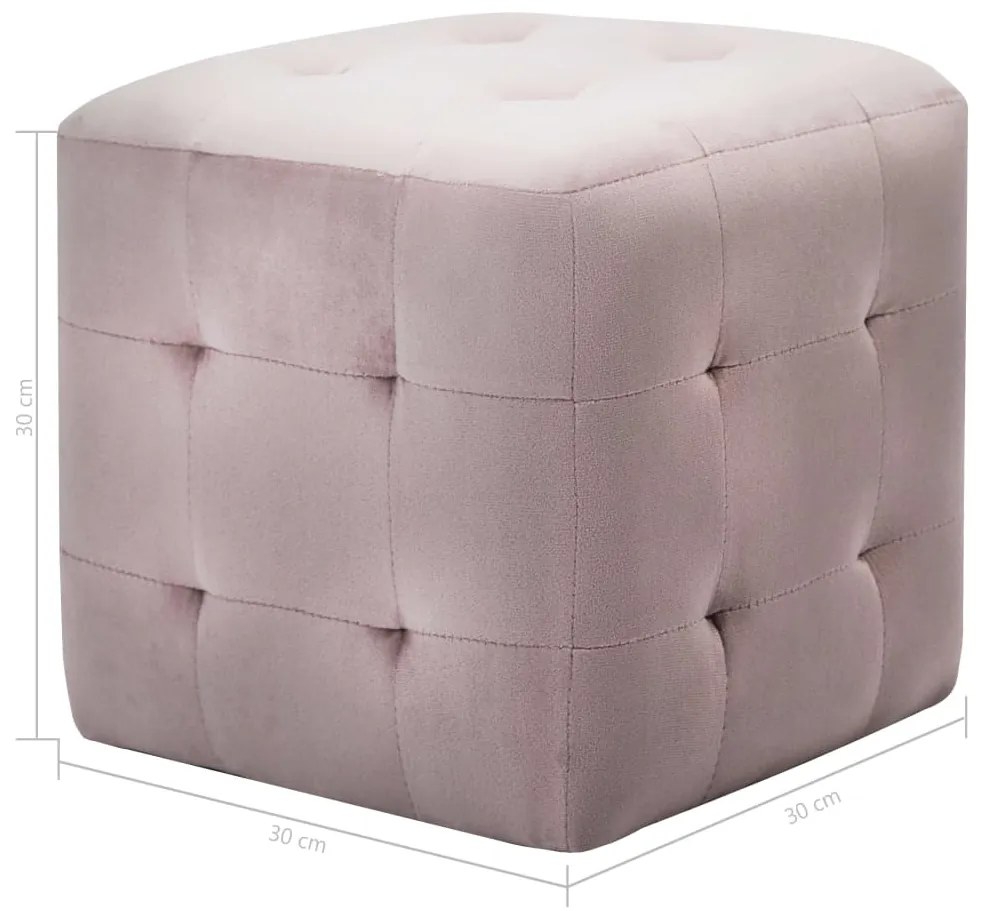 Pufe 2 pcs 30x30x30 cm veludo rosa