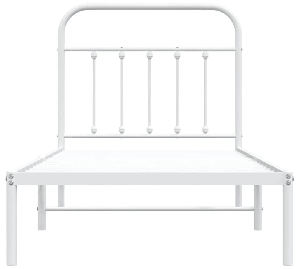 Estrutura de cama com cabeceira 90x190 cm metal branco