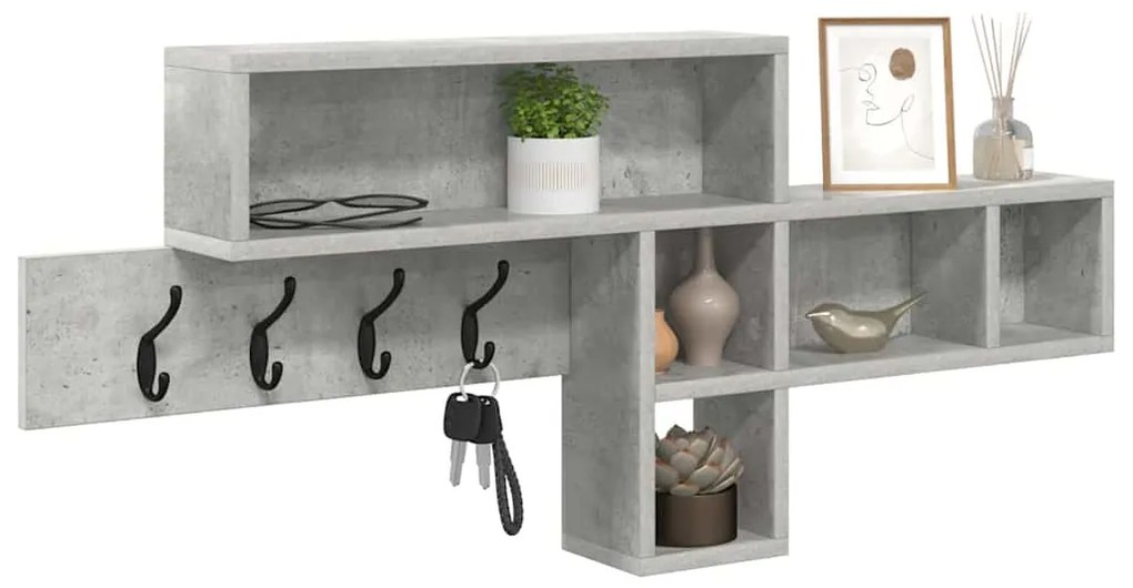 Cabideiro de Parede Cinza concreto 100 x 12 x 43.5 cm