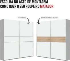 Roupeiro 2 portas deslizantes MATADOR 170cm Branco