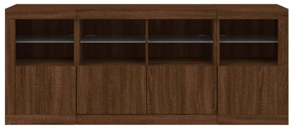 Aparador com luzes LED 163x37x67 cm carvalho castanho