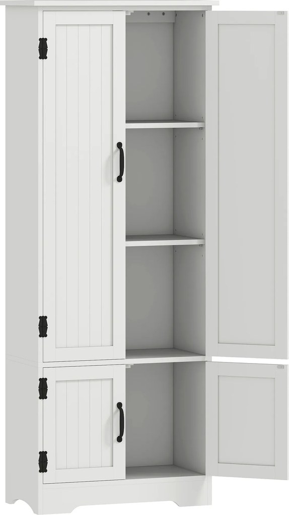 HOMCOM Buffet de Cozinha Armário de Cozinha Contemporâneo Multi Armazenamento 2 Armários 3 Prateleiras Painéis de Partículas Branco | Aosom Portugal