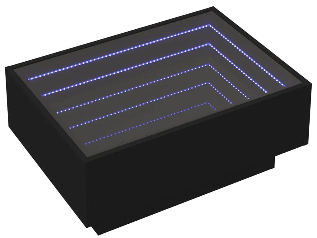 Mesa de centro c/ LEDs 70x50x30 cm derivados de madeira preto