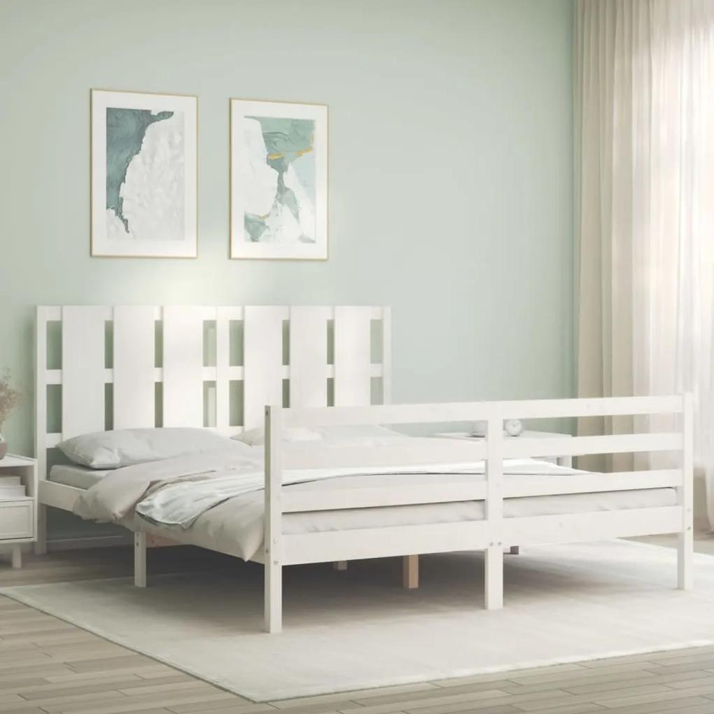 3194127 vidaXL Estrutura de cama com cabeceira 160x200 cm madeira maciça