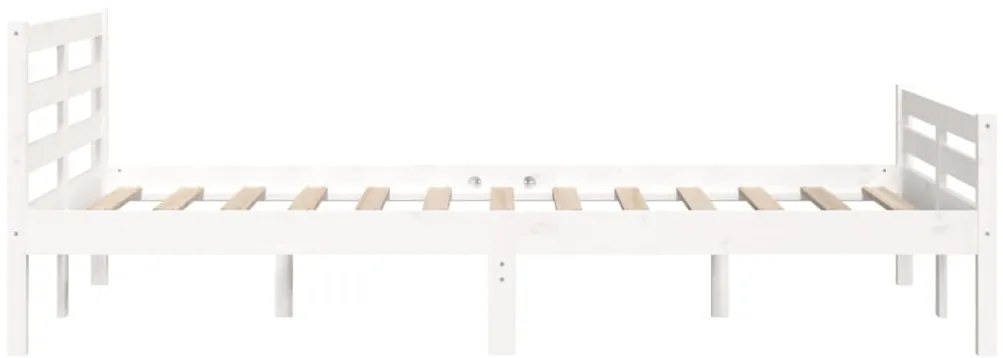 Estrutura de cama casal 135x190 cm madeira maciça branco