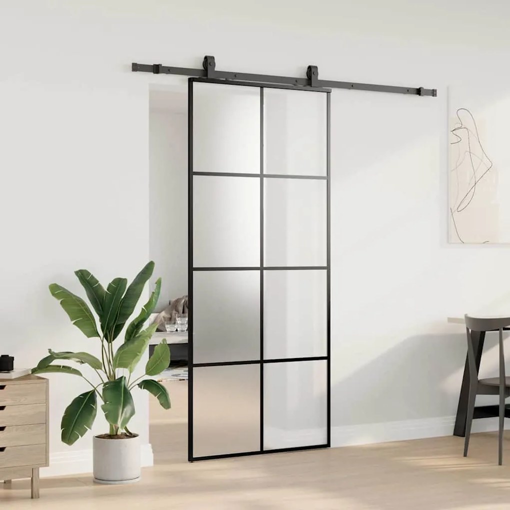 Porta deslizante c/ conj. ferragens 90x205cm vidro ESG preto