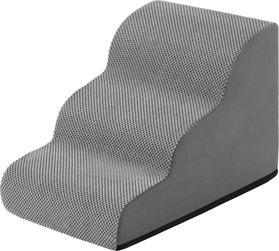 Escada para cães, 3 degraus 57 x 40 x 40 cm – Escada para animais de estimação, tecido waffle cinza ardósia