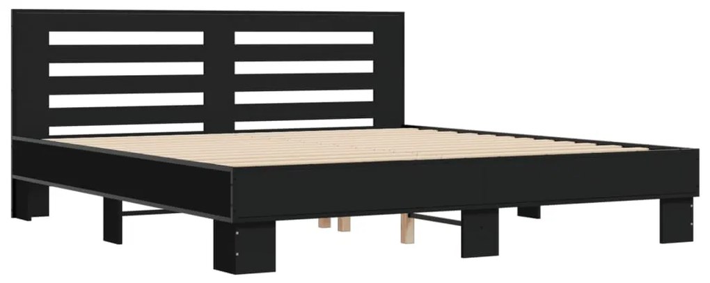 Estrutura de cama 180x200 cm derivados de madeira/metal preto