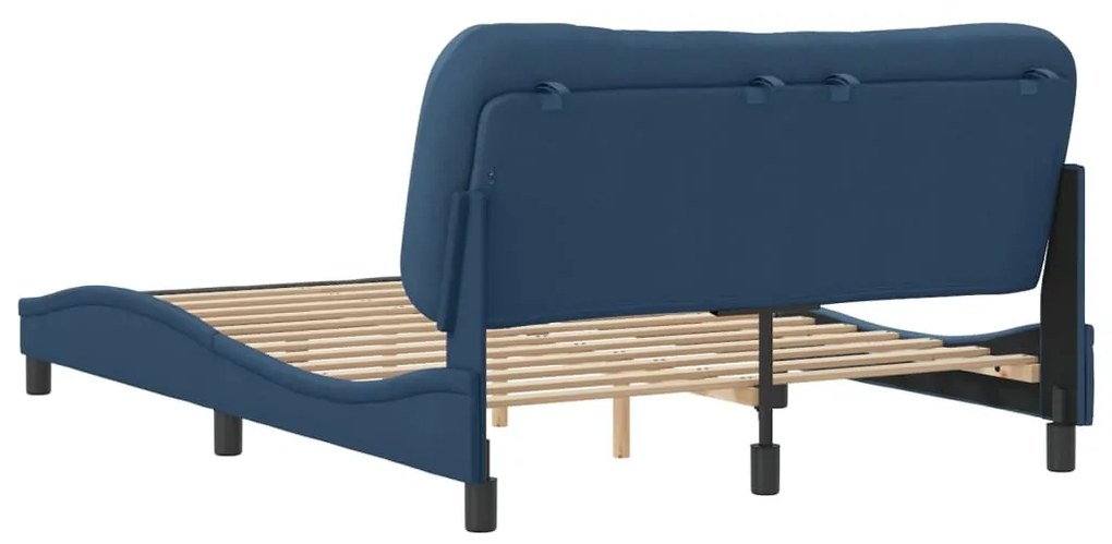 Estrutura de cama sem colchão 140x190 cm tecido azul