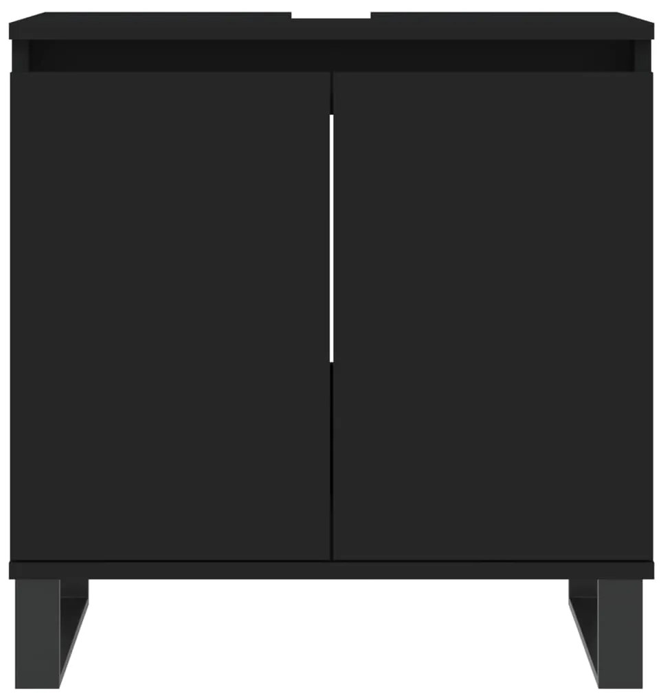 3 pcs conjunto móveis casa de banho derivados de madeira preto