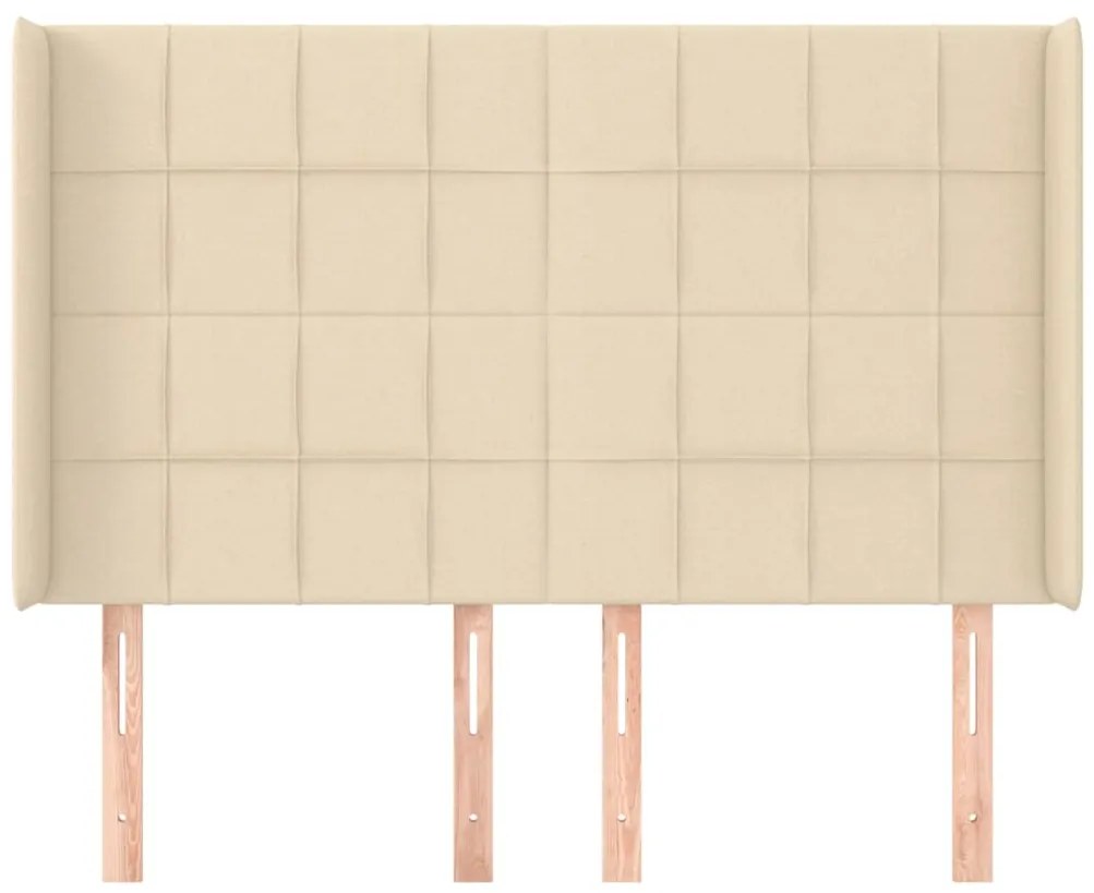 Cabeceira de cama c/ abas tecido 147x16x118/128 cm creme