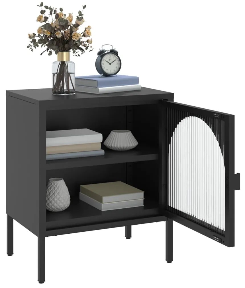 Mesa de cabeceira 50x35x60 cm vidro e aço preto