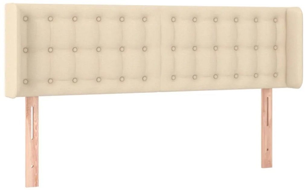 Cabeceira de cama c/ luzes LED tecido 147x16x78/88 cm cor creme