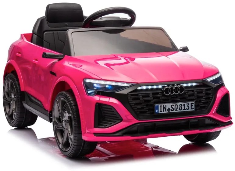 Carro elétrico para crianças Audi S Q8, 12V pneus de borracha EVA, banco em pele artificial Rosa