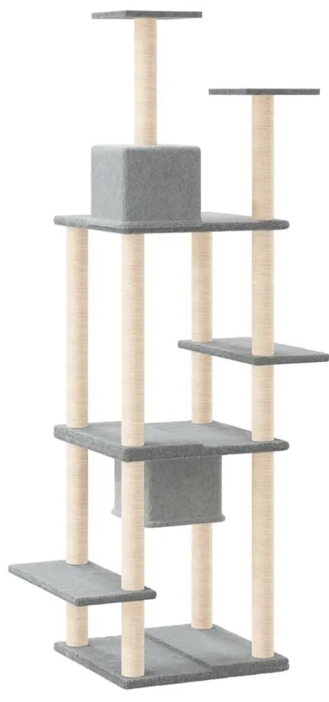Árvore p/ gatos c/ postes arranhadores sisal 176 cm cinza-claro