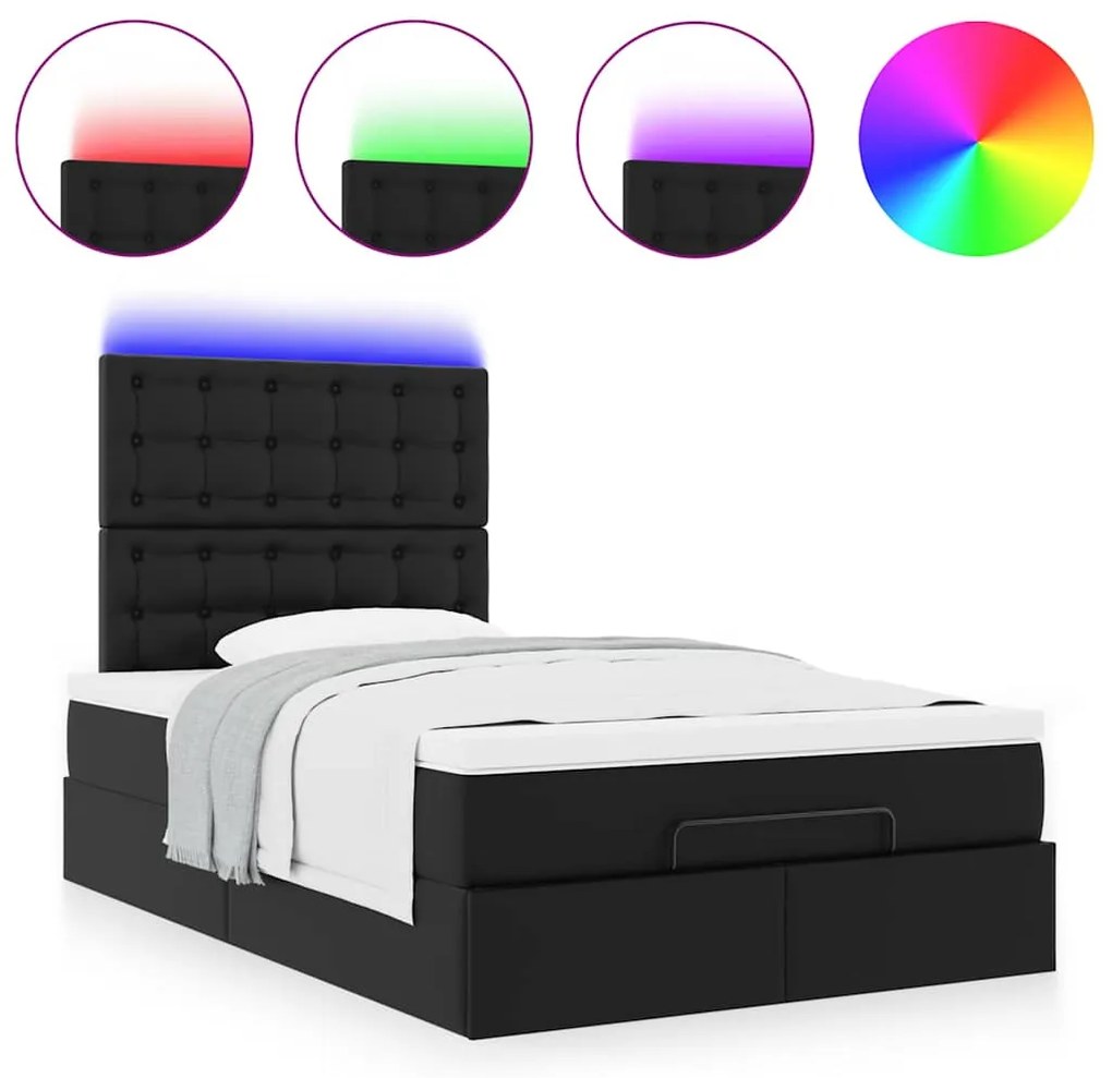 Estrutura de cama otomana com colchão 120x200 cm preta