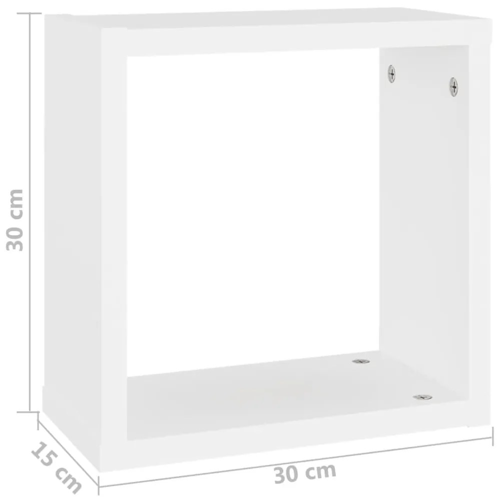 Prateleiras de parede em forma de cubo 2 pcs 30x15x30cm branco