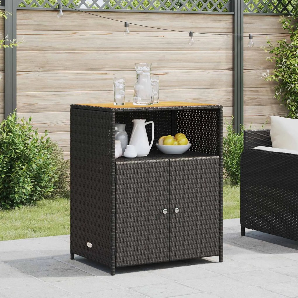 vidaXL Armário com porta Preto 70 x 50 x 87 cm Poliéster e Rattan Roly