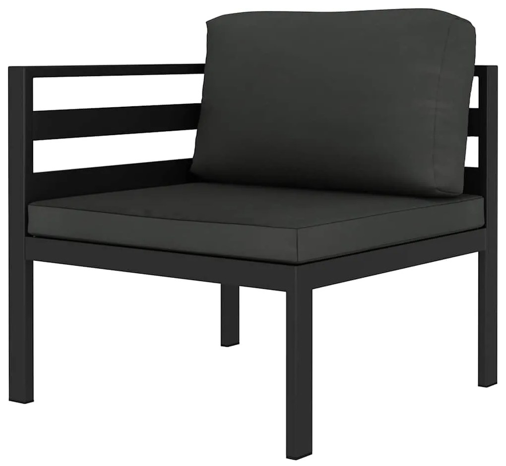 6 pcs conjunto lounge jardim com almofadões alumínio antracite