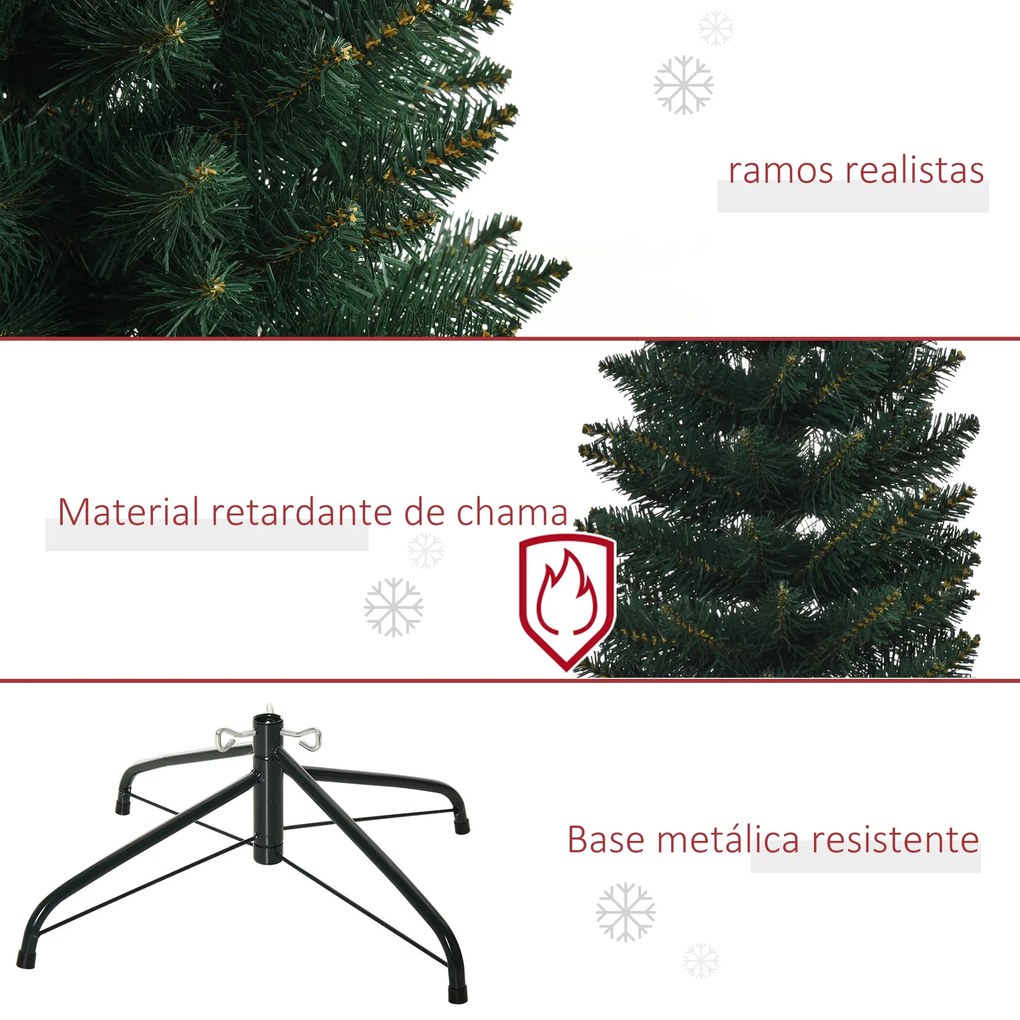 Árvore de Natal Artificial Altura 180cm com 380 Ramos de Folhas de PVC