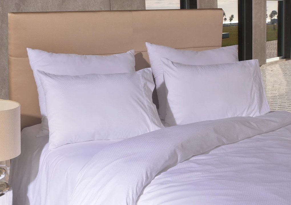 240x220 cm - Jogo saco de edredão cetim 300 fios branco - Quadradinhos Jacquard