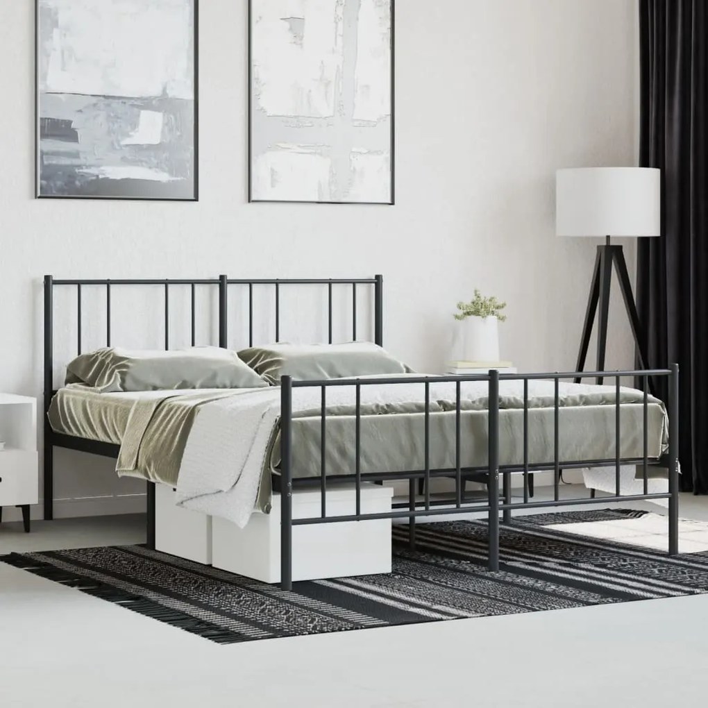 Estrutura de cama sem colchão com pés 160x200 cm preto