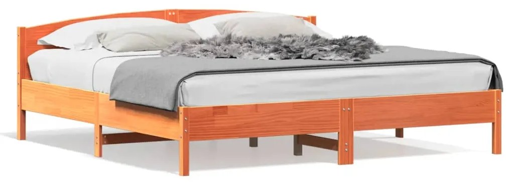 vidaXL Cama sem colchão 180x200 cm pinho maciço castanho-mel