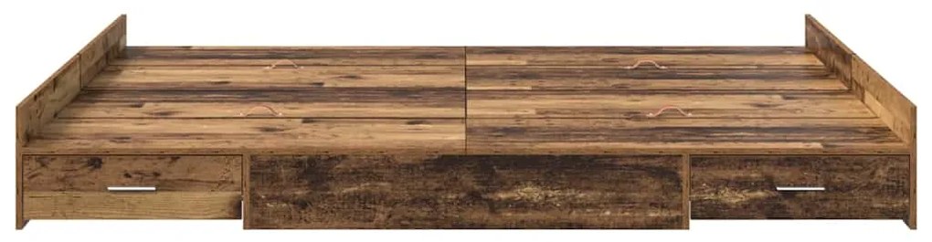 Estrado de cama com arrumação Madeira antiga 140 x 200 cm