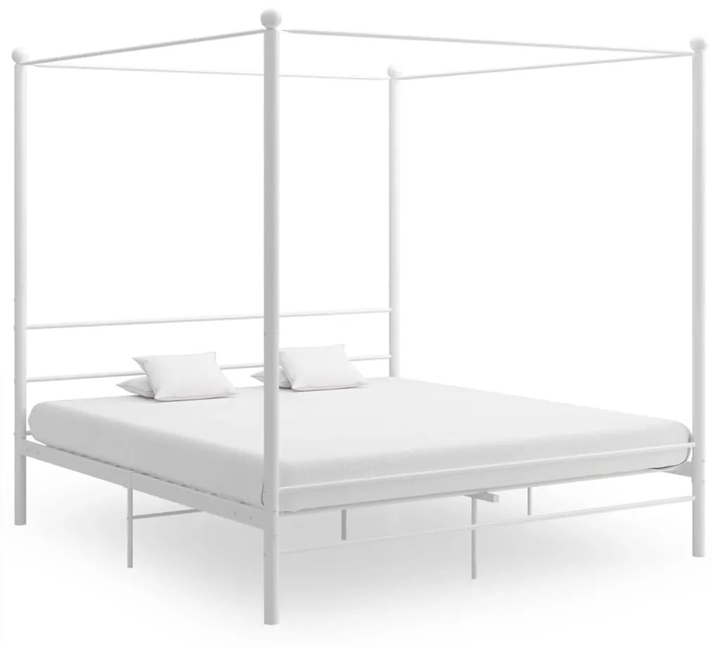 Estrutura de cama com dossel 180x200 cm metal branco