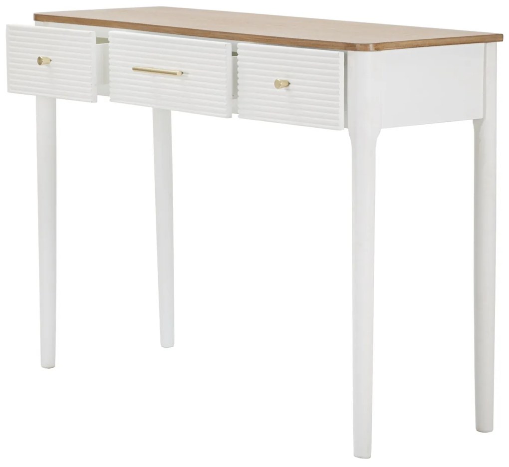 MESA CONSOLA MATERA 107X37X80 CM BRANCA E CASTANHA