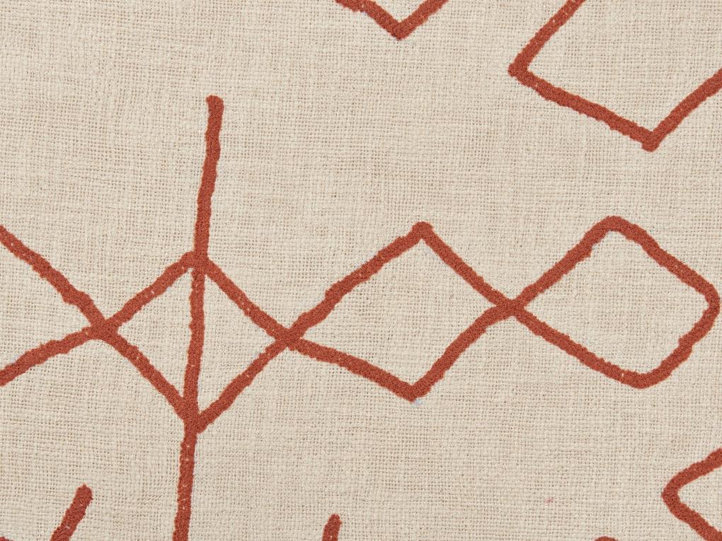Manta decorativa em algodão creme e vermelho 130 x 180 cm BHIWANI Beliani