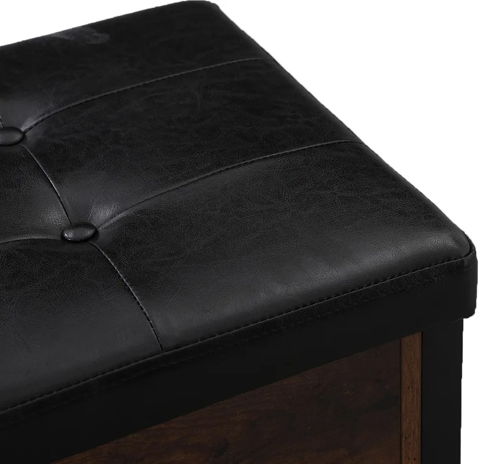 Banco armazenamento multifuncional 80 x 40 x 50 cm estilo industrial Castanho Vintage