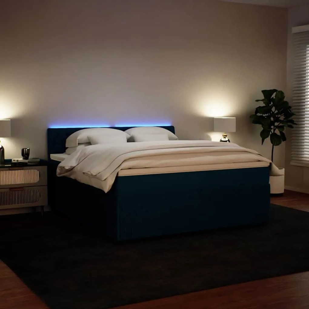 Cama com molas/colchão 180x200 cm veludo azul