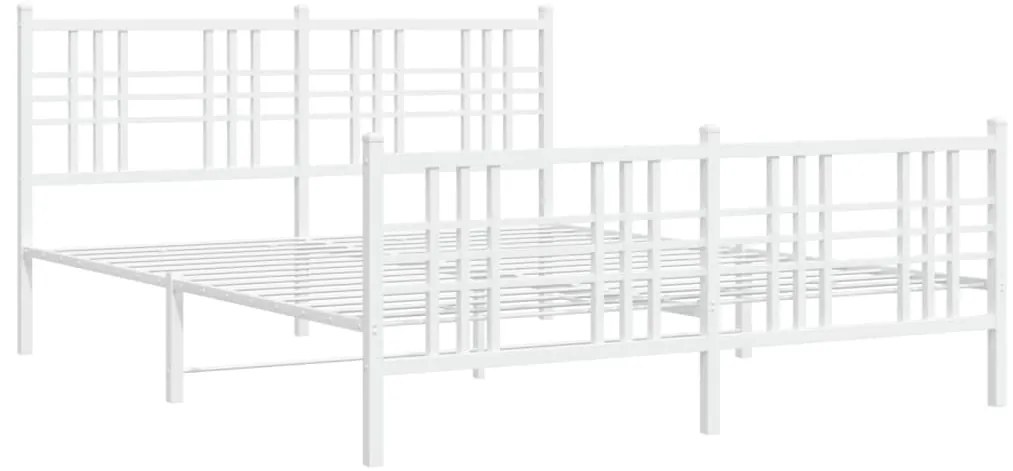 Estrutura de cama com cabeceira e pés 160x200 cm metal branco