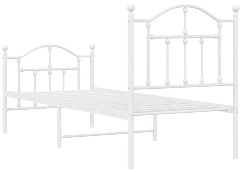 Estrutura de cama com cabeceira e pés 75x190 cm metal branco