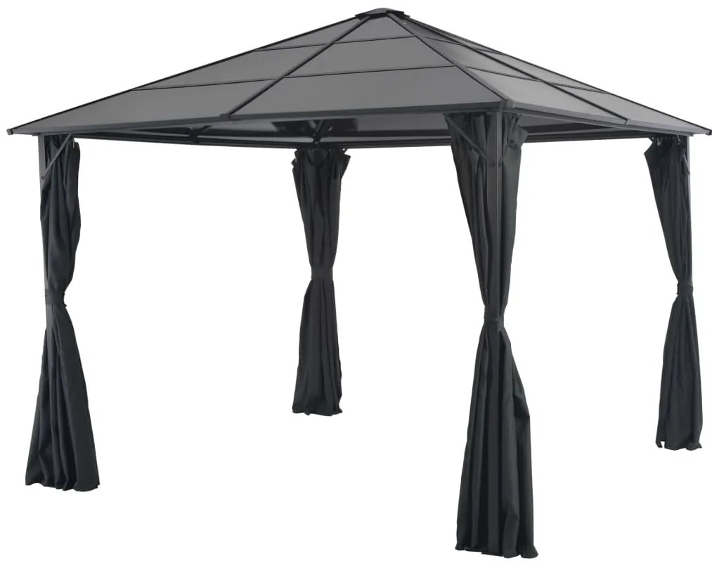 Gazebo com cortinas Alumínio 3x3 m preto