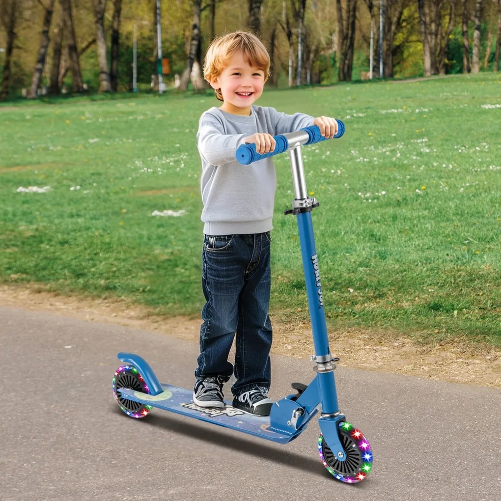 Scooter dobrável para crianças, scooter leve de 2 rodas com guidão ajustável rosa