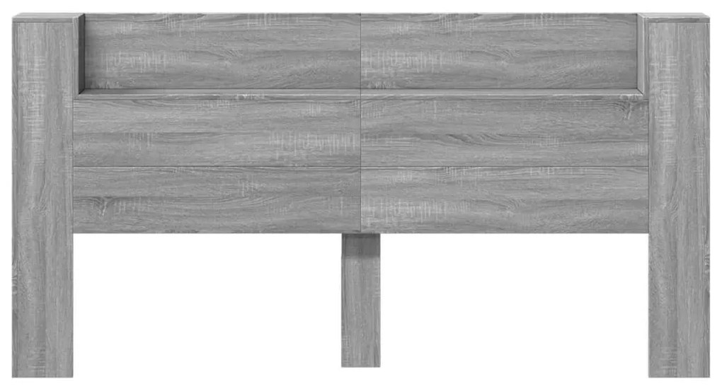 Armário de cabeceira c/ luzes LED 200x16,5x103,5cm cinza sonoma