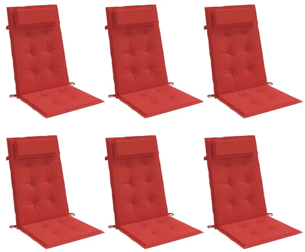 Almofadões p/ cadeira encosto alto 6 pcs tecido oxford vermelho