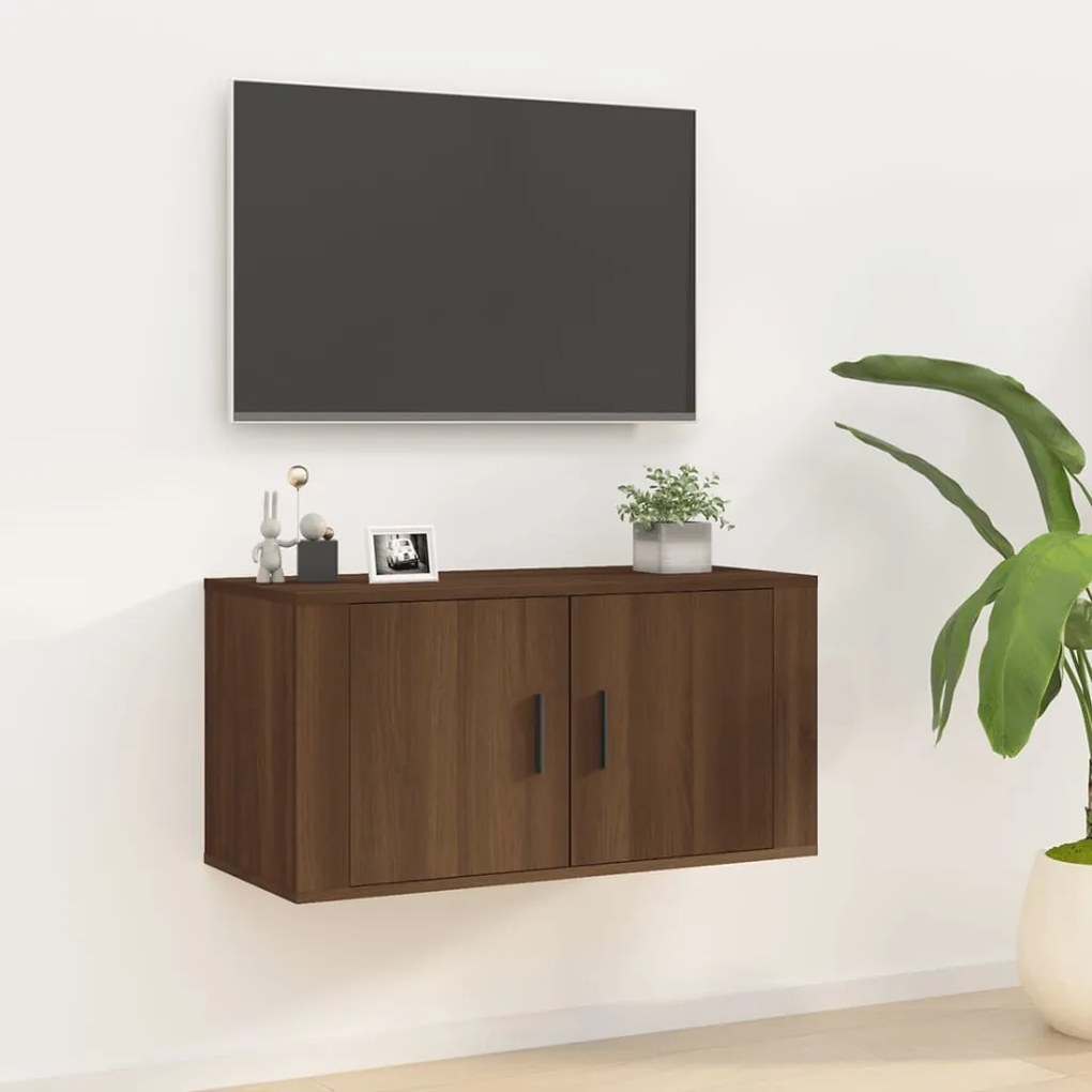 vidaXL Móvel de TV de parede 80x34,5x40 cm carvalho castanho