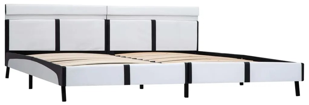 Estrutura de cama c/ LED couro artificial 180x200 cm branco