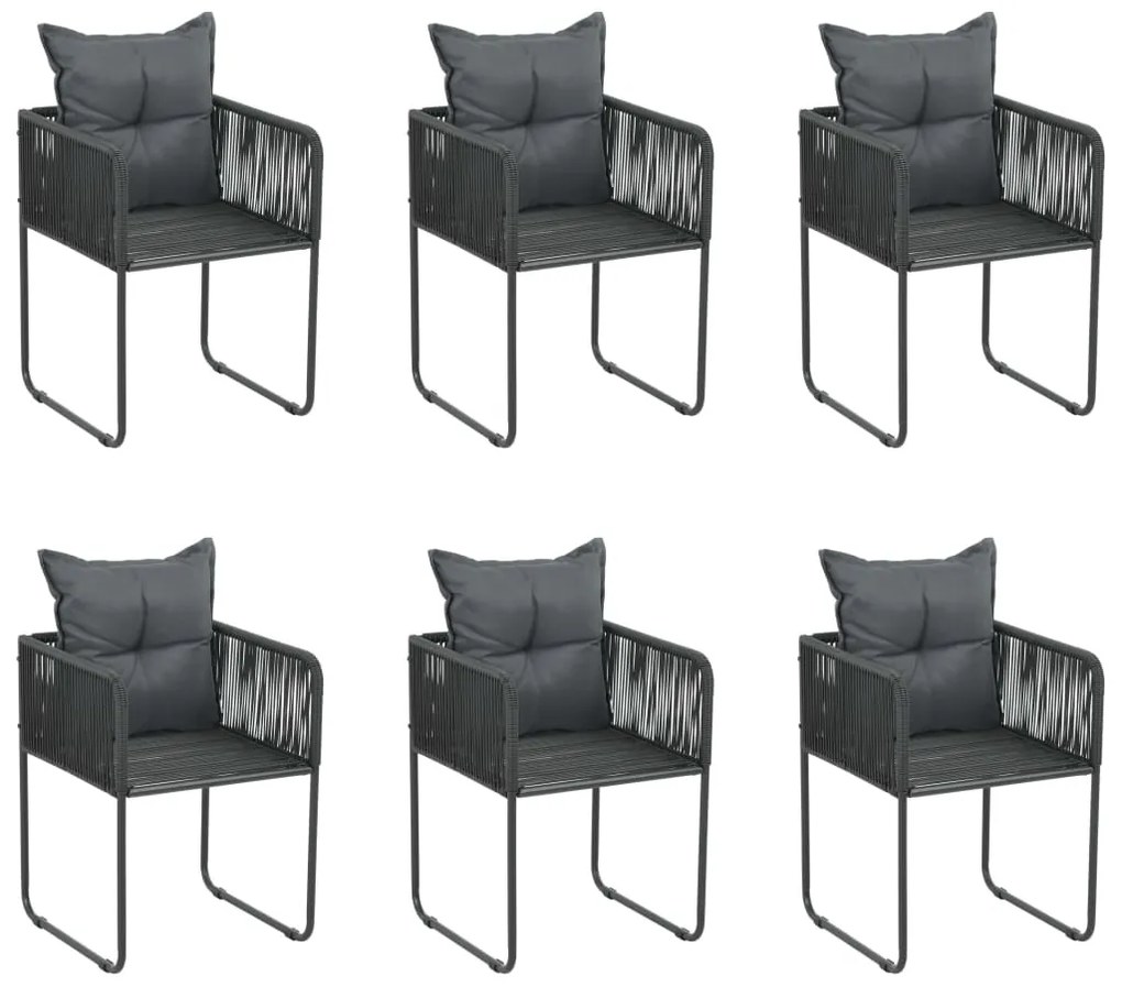 7 pcs conjunto de jantar para jardim preto
