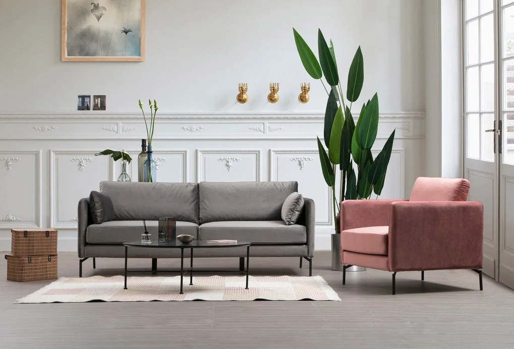 Sofá de 3 Lugares Sino – Cinzento – 217 cm x 87 cm x 90 cm