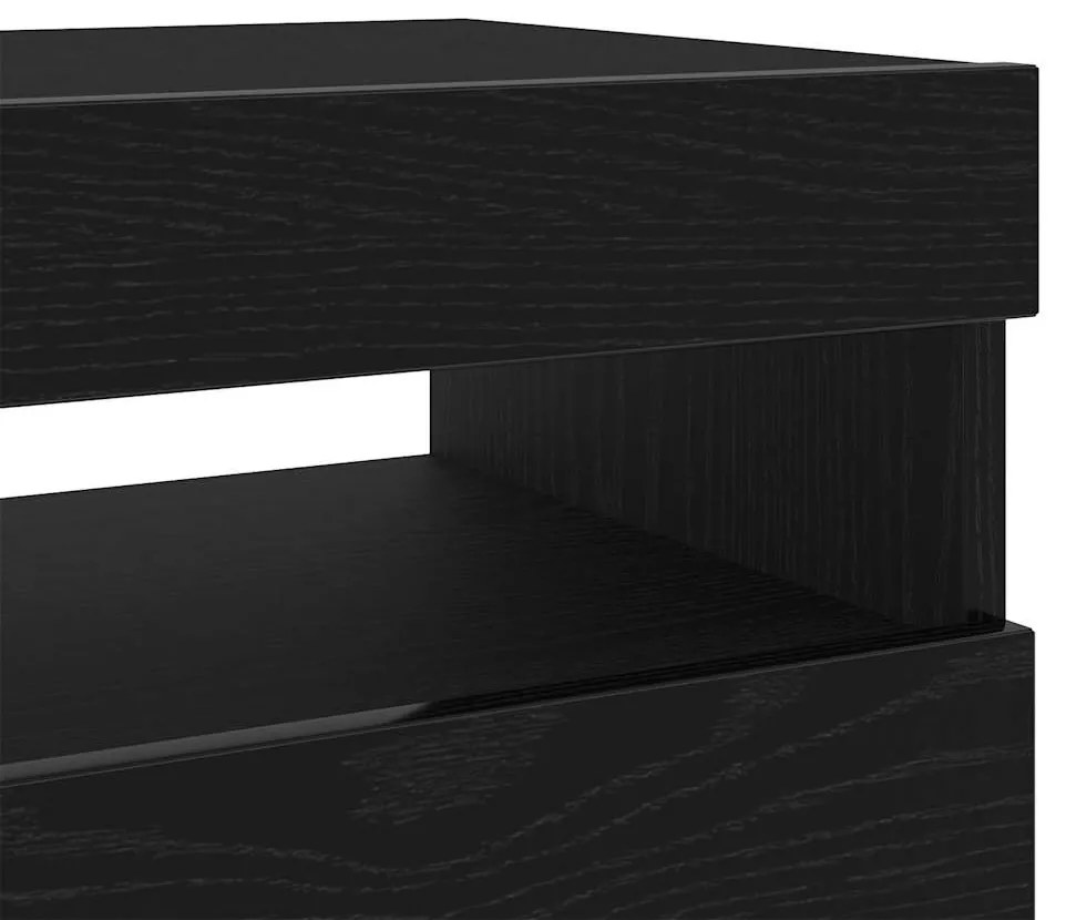 Estante de TV vidaXL com Luzes LED em Carvalho Preto 100x35x40 cm de M